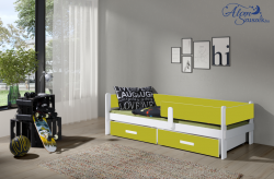 LEILA bútorlappal kombinált tömör fa gyerekágy ágyneműtartóval Kép
