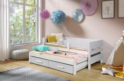 LEILA 2 bútorlappal kombinált kétszemélyes gyerekágy kihúzható ággyal ágyneműtartóval Kép
