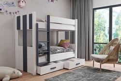 ARTUR bútorlappal kombinált tömör fa emeletes gyerekágy ágyneműtartóval Kép