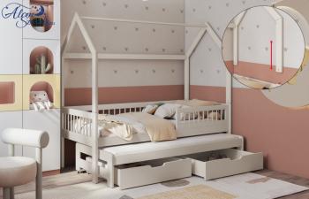 ASHLEY 2 házikó alakú kétszemélyes gyerekágy kihúzható ággyal ágyneműtartóval 3.Kép