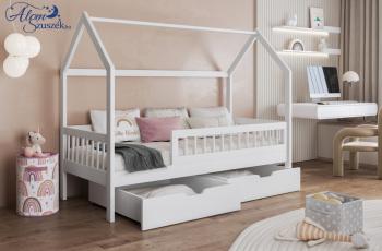 GINA házikó alakú leesésgátlós gyerekágy ágyneműtartóval Kép