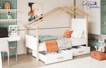 LARYSA házikó alakú bútorlappal kombinált gyerekágy ágyneműtartóval 2.Kép